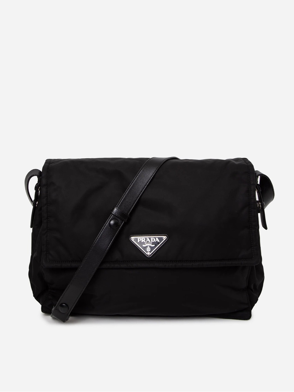 Prada Black Traveller large padded Re-Nylon shoulder bag